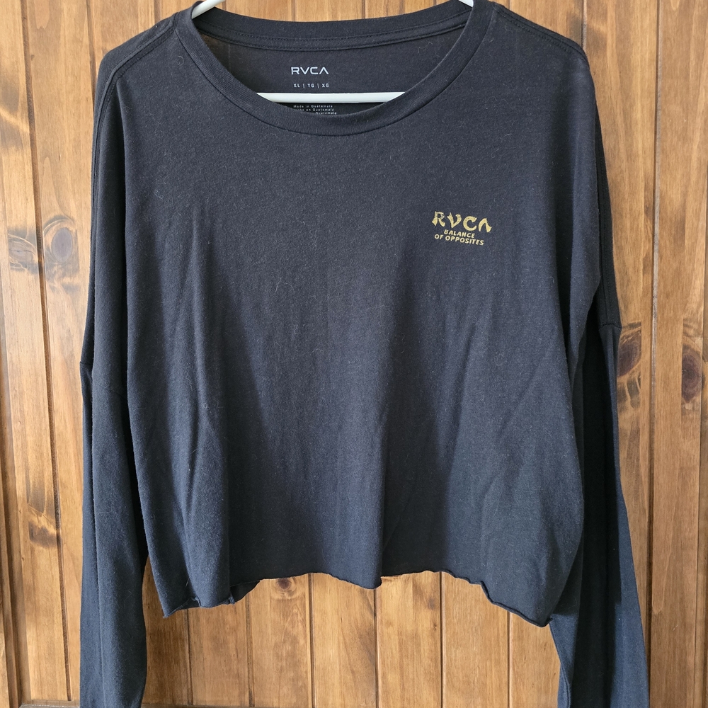 RVCA Women's Black and Gold Long Sleeve Tee